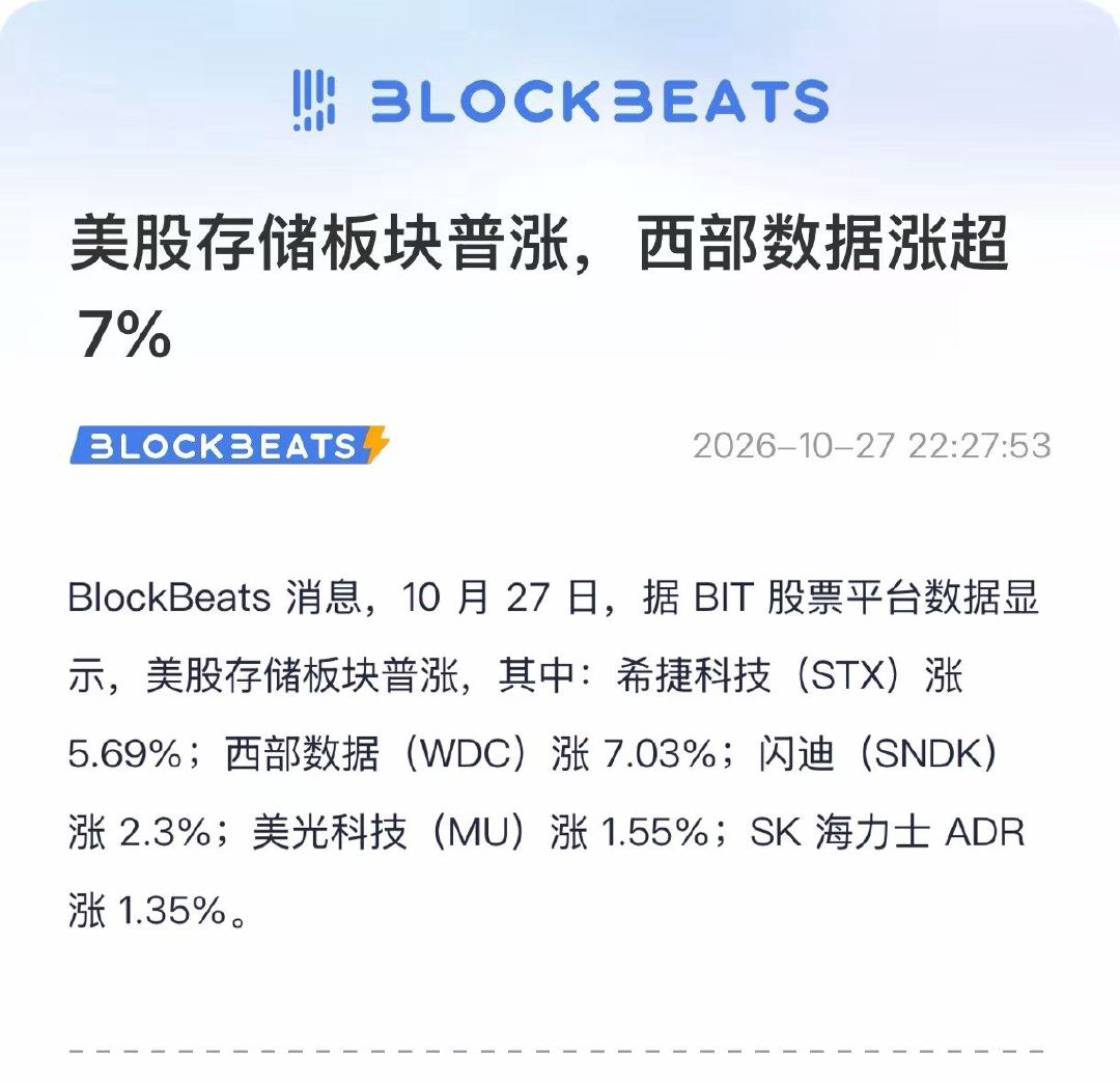 就很神奇，买了吗？美股存储板块普涨，西部数据涨超7%